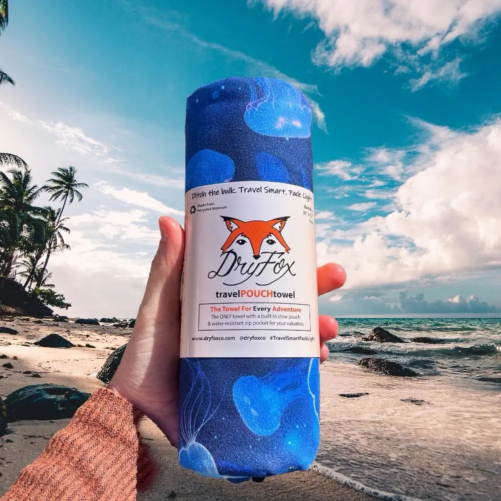 Adventure Towel Beach Size L with Pouch- Ocean image 3