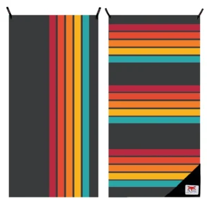 RETRO BEACH TOWEL STRIPES DRYFOXCO QUICK-DRY COMPACT CAMP