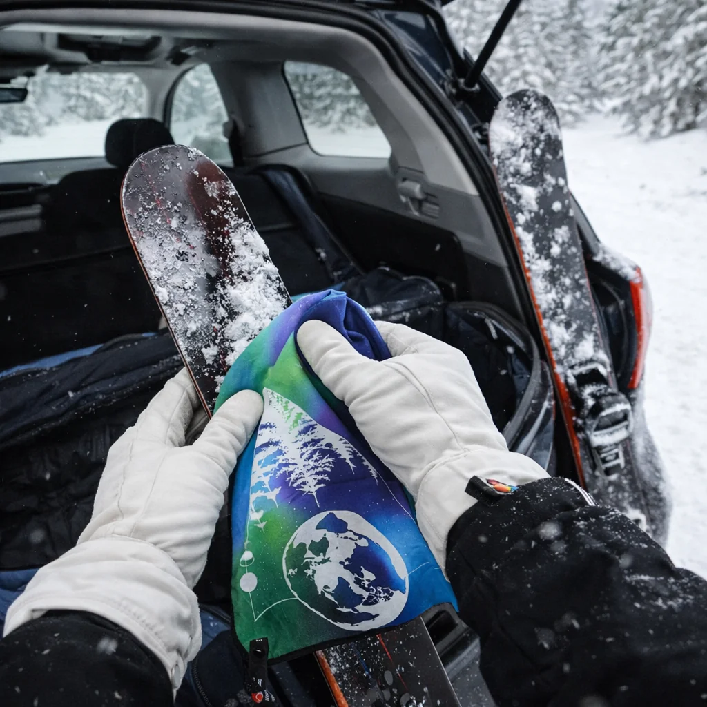 quick-dry towel used for skiing and winter adventures